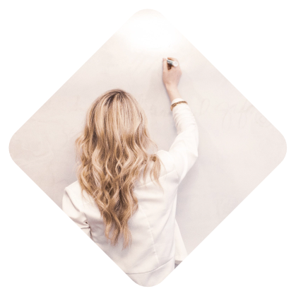 A person writing on a whiteboard from a high-angle perspective.